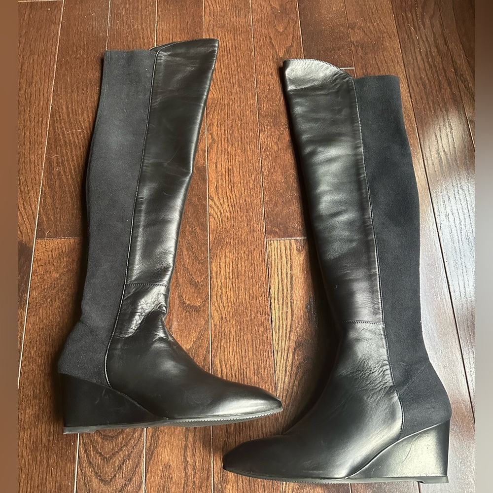 Stuart Weitzman Over the Knee Black Wedge Boots - 9.5 US/40 EU